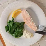 poached fresh salmon with egg sauce